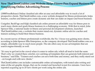 New TheClientGrabber.com Website Helps Fitness Pros Expand B
