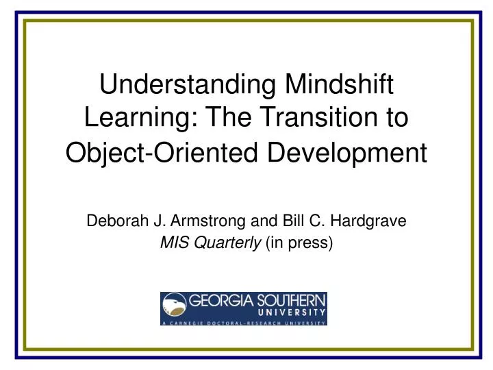understanding mindshift learning the transition to object oriented development