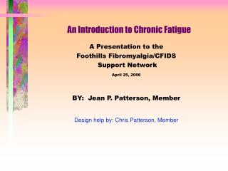 An Introduction to Chronic Fatigue