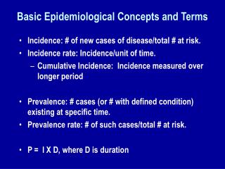 Basic Epidemiological Concepts and Terms