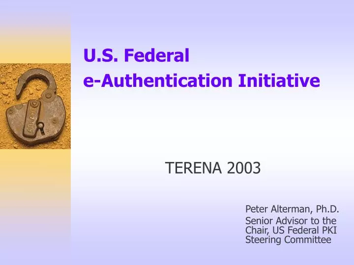 u s federal e authentication initiative