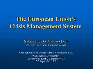 The European Union’s Crisis Management System