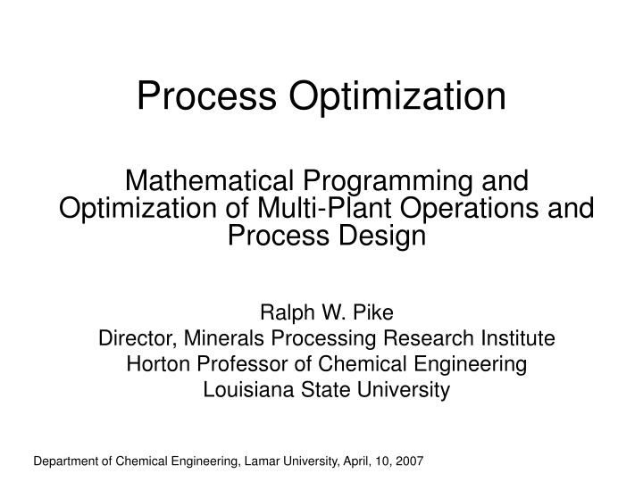 process optimization