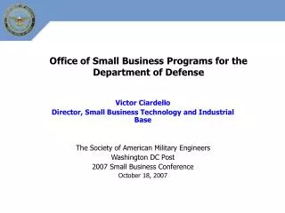Office of Small Business Programs for the Department of Defense
