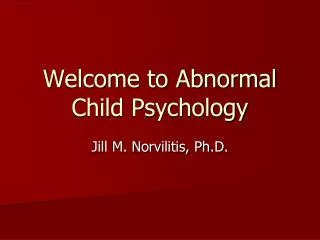 Welcome to Abnormal Child Psychology