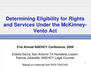 Determining Eligibility for Rights and Services Under the McKinney-Vento Act