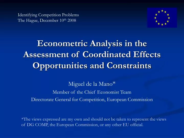 econometric analysis in the assessment of coordinated effects opportunities and constraints