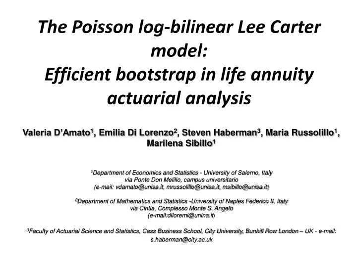 the poisson log bilinear lee carter model efficient bootstrap in life annuity actuarial analysis
