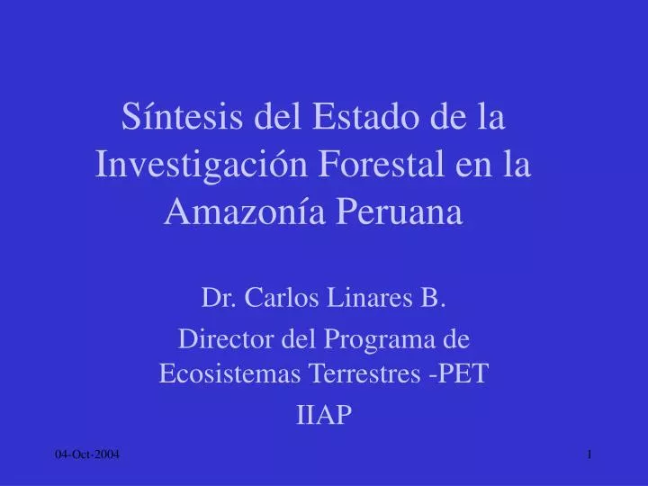 s ntesis del estado de la investigaci n forestal en la amazon a peruana