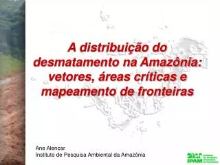 A distribuição do desmatamento na Amazônia: vetores, áreas críticas e mapeamento de fronteiras