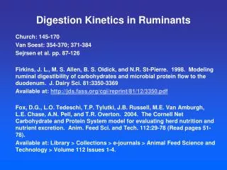 Digestion Kinetics in Ruminants
