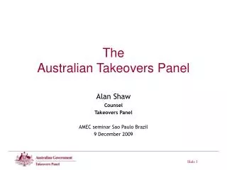 The Australian Takeovers Panel