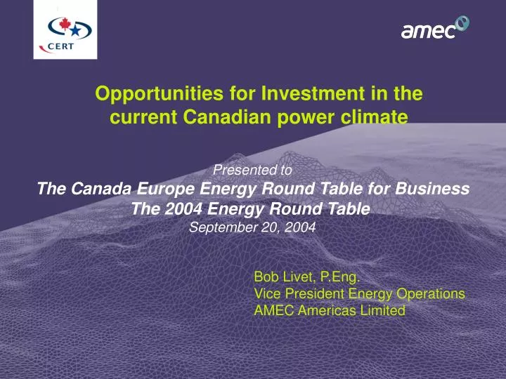 opportunities for investment in the current canadian power climate