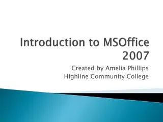 Introduction to MSOffice 2007