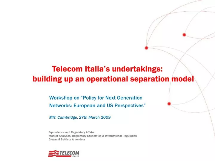 telecom italia s undertakings building up an operational separation model