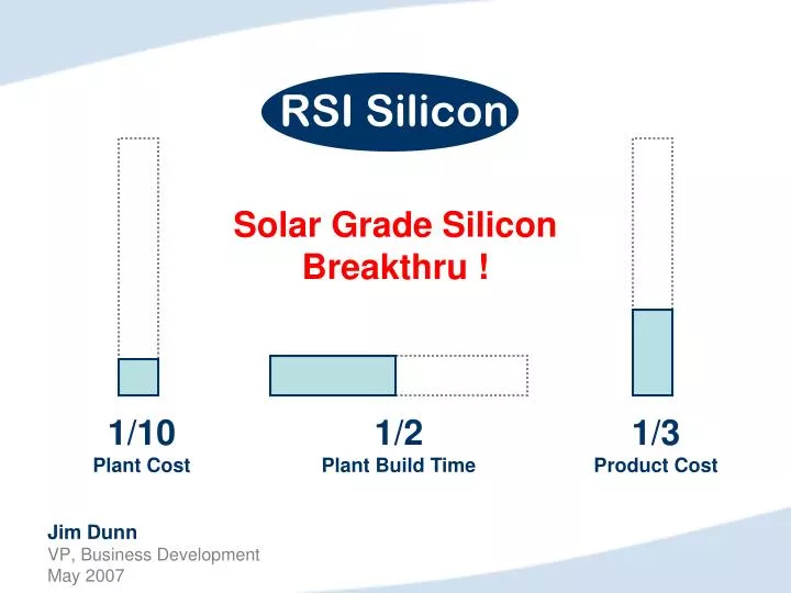solar grade silicon breakthru