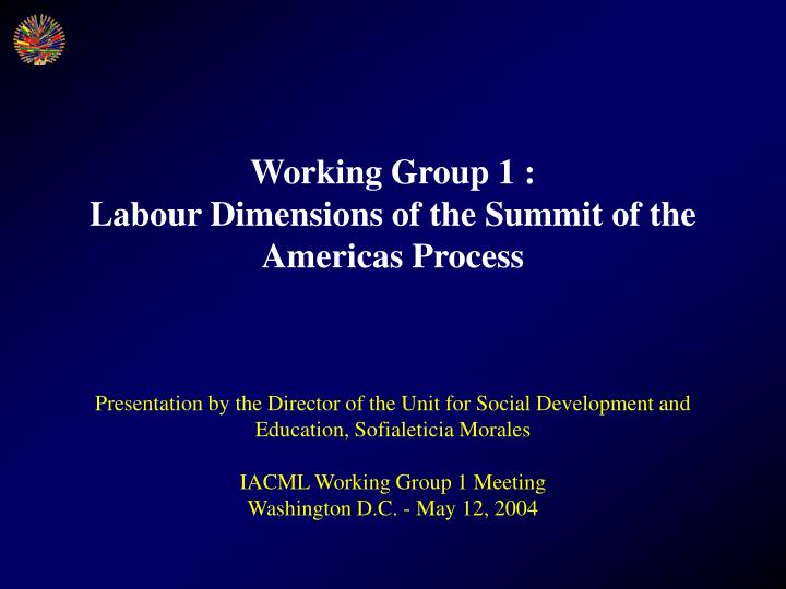 working group 1 labour dimensions of the summit of the americas process