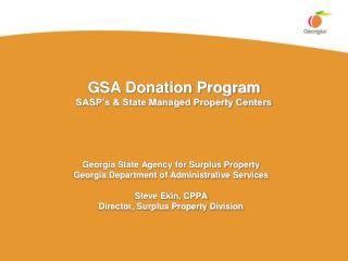GSA Donation Program SASP’s &amp; State Managed Property Centers