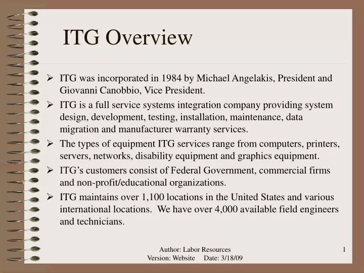 itg overview