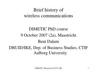 Brief history of wireless communications