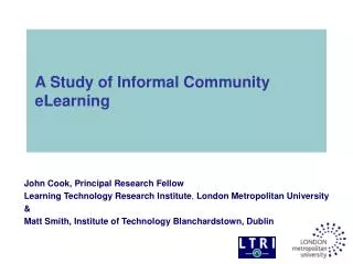 A Study of Informal Community eLearning