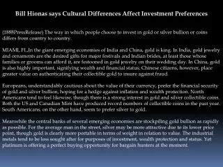 Bill Hionas says Cultural Differences Affect Investment Pref