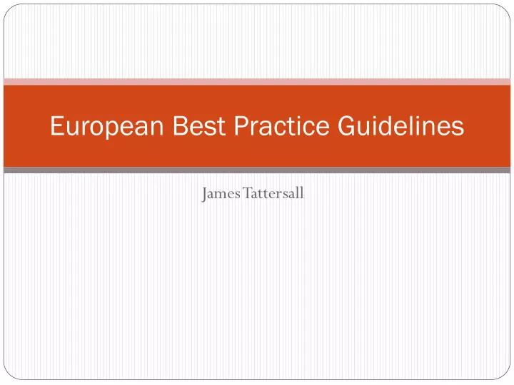 european best practice guidelines