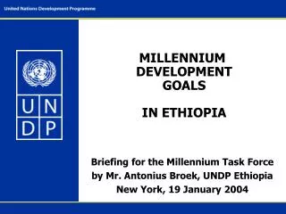 MILLENNIUM DEVELOPMENT GOALS IN ETHIOPIA