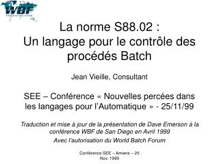 La norme S88.02 : Un langage pour le contrôle des procédés Batch
