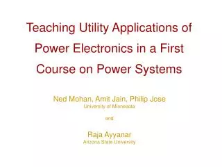 Teaching Utility Applications of Power Electronics in a First Course on Power Systems