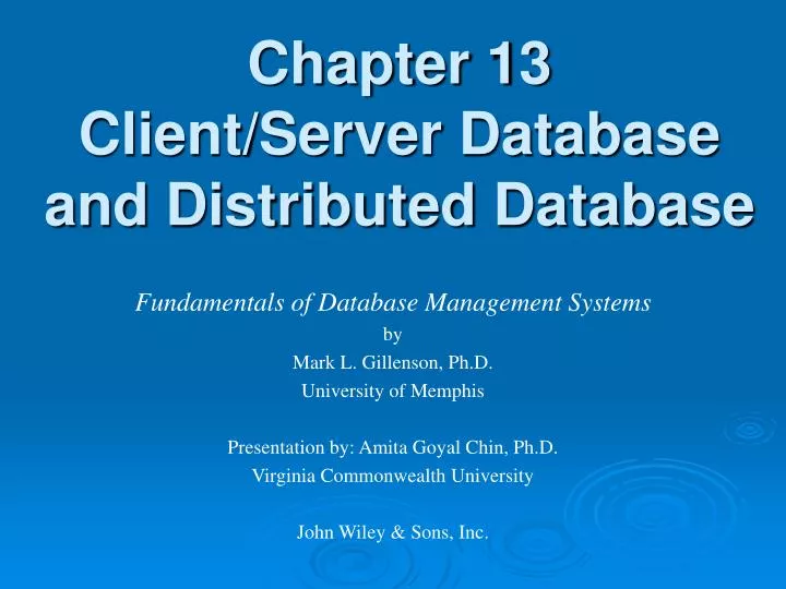 chapter 13 client server database and distributed database