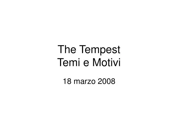 the tempest temi e motivi