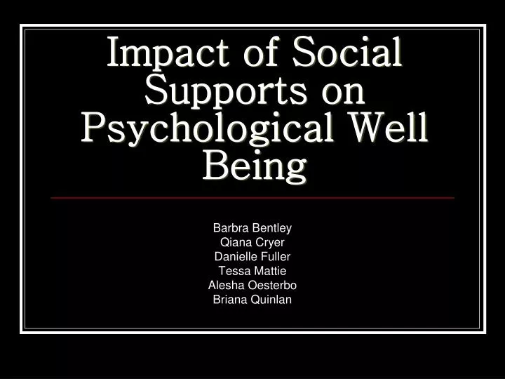 impact of social supports on psychological well being