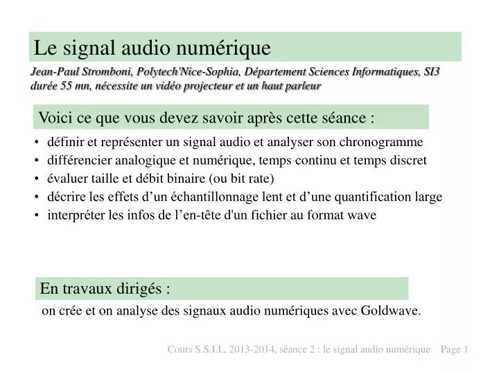 le signal audio num rique