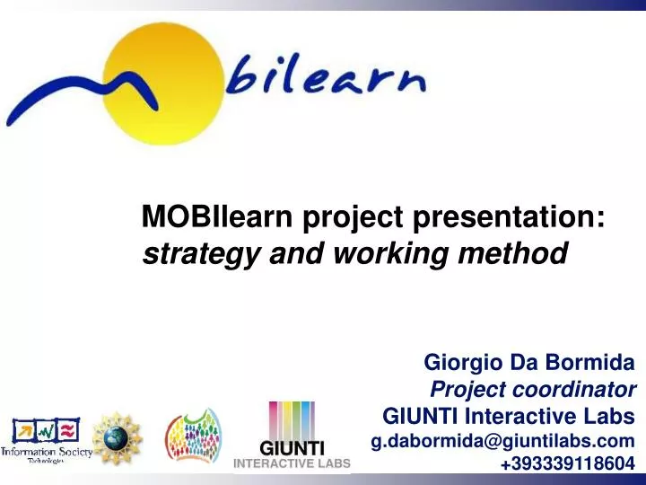 mobilearn project presentation strategy and working method