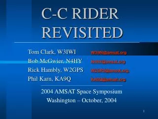 C-C RIDER REVISITED