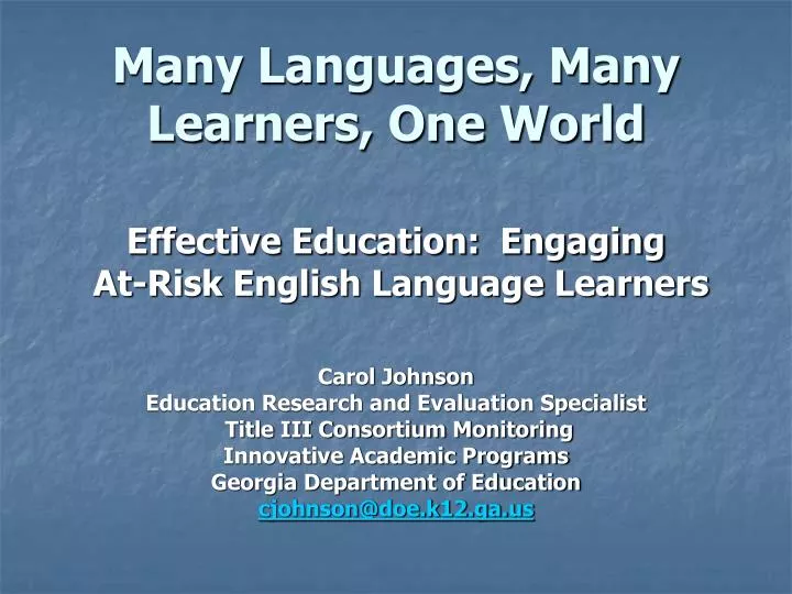 many languages many learners one world