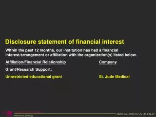 Within the past 12 months, our institution has had a financial interest/arrangement or affiliation with the organization
