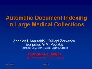 Automatic Document Indexing in Large Medical Collections