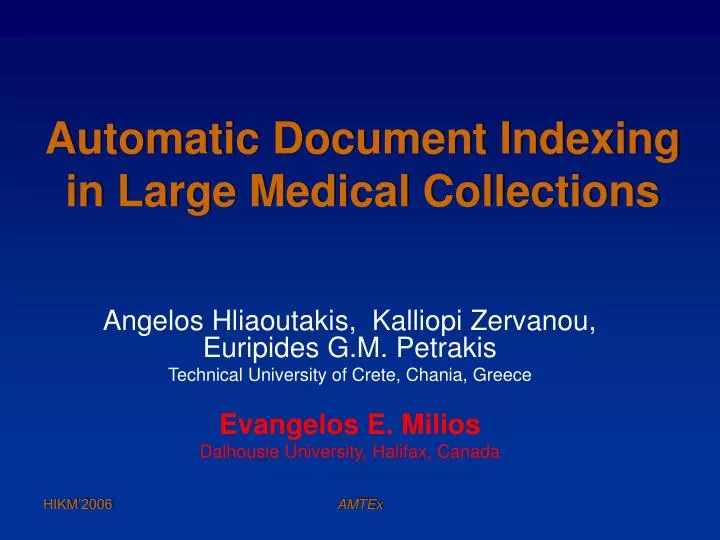 automatic document indexing in large medical collections