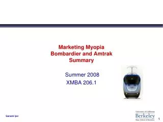 Marketing Myopia Bombardier and Amtrak Summary