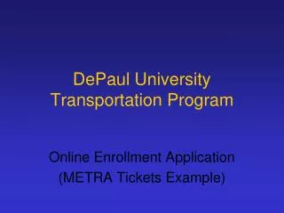 DePaul University Transportation Program