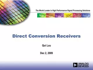 Direct Conversion Receivers