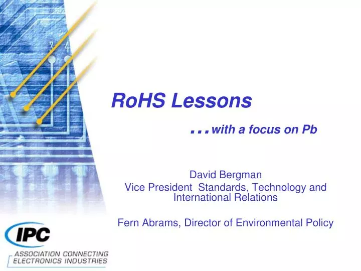 rohs lessons with a focus on pb