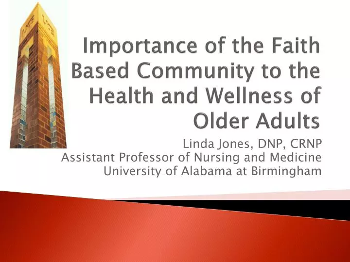 importance of the faith based community to the health and wellness of older adults