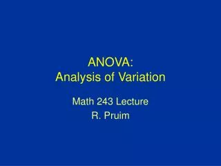 ANOVA: Analysis of Variation