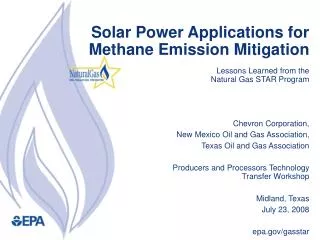 Solar Power Applications for Methane Emission Mitigation