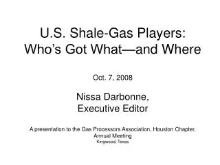 Capital Markets Affecting Shale Plays