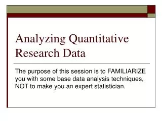 Analyzing Quantitative Research Data