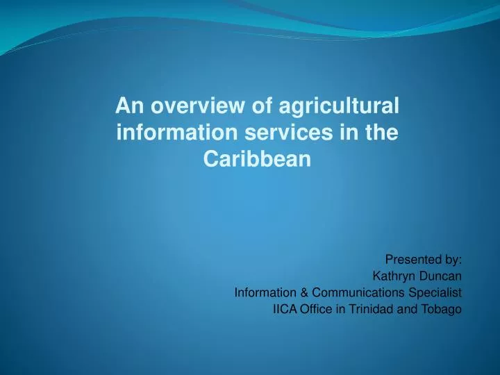 an overview of agricultural information services in the caribbean
